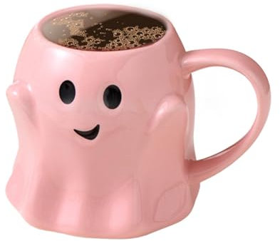 Halloween Ghost Mug - 440ML Ceramic Coffee Cup With Adorable Spooky Faces Pattern, Creative Drinkware