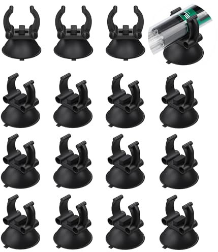 Kasoud Aquarium Suction Cup Clips, 12PCS Fish Tank Suction Cup Clips, Black Aquarium Suction Cups, Fish Tank Suction Cups with 2.5cm Fixing Clips for Large Aquarium Heating Rod and Submersible Light