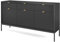 Emporius Sideboard mit Schubladen Galla - Dreitürige Sideboard 150 cm, Wohnzimmer - Gold Griffen, geriffelten Fronten - Schwarz