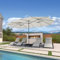 PURPLE LEAF Sombrilla de jardín exterior 455 x 270 cm de aluminio, gran sombrilla doble con LED y pie, para terraza, jardín, balcón y piscina, blanco, Modèle Classique