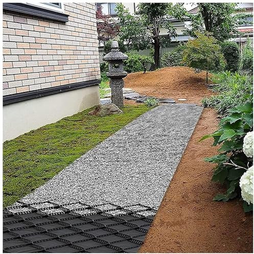 Stabilisateur de gravier en maille de renfort géotextile de 10,2 cm d'épaisseur pour aménagement paysager, allée, pistes de paddock, sol avec 10 piquets de 5/6/7/8/9/10 m de long