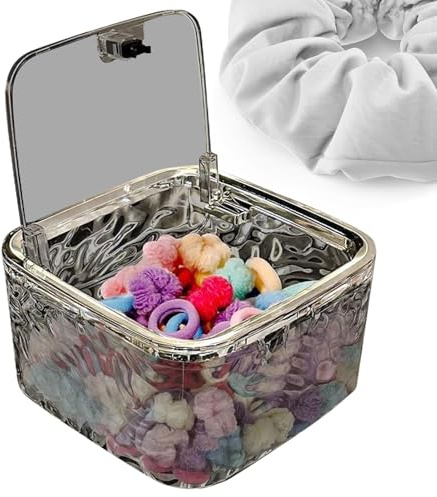 Huvqianu Haar-Zubehör-Organizer-Box, transparente Haargummi-Aufbewahrung, Haar-Zubehör-Halter, Aufbewahrungsbox für Haargummis, Haarspangen, Organizer, Haar-Zubehör-Box, multifunktionale