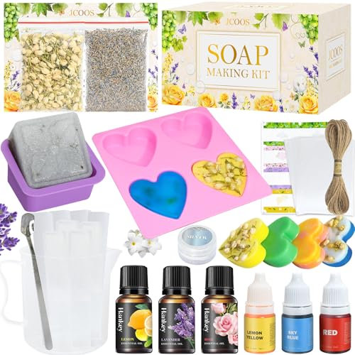 Vezerd Seife Selber Machen, Kreative Bastelset Erwachsene DIY Set Seifenherstellung mit Seifenform, Seifenbasis und Rohseife, Badebomben Seifen Selber Machen Set für Kinder/Anfänger, Als Geschenk