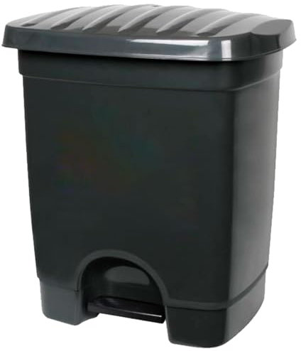 Acan Tradineur - Cubo de Basura de plástico con Pedal, Compartimento unitario, contenedor de residuos, Papelera, Cocina, Fabricado en España (Antracita, 35 litros, 45 x 39 x 31 cm)