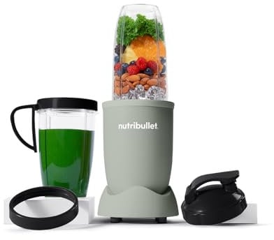 nutribullet Blender 900 Series in Matte Jade - Powerful 25,000 RPM Extractor Blends Frozen Fruit, Nuts & Ice for Smoothies & Juices - 11 Piece Kit Includes Cups, To Go Lids, Lip Rings & User Manual