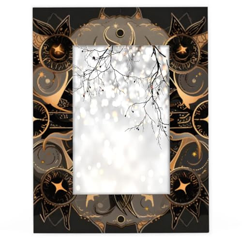 Foerrkelg Mandala Magischer Bilderrahmen, Massivholz mit Matte, Holz-Bilderrahmen, magische Bilderrahmen für Wandmontage oder Stehtischplatte, Büro, Hotel, Dekoration, 12,7 x 17,8 cm