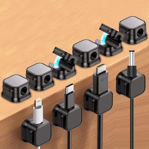 SENLINLIN Lot de 10 supports de rangement magnétiques pour câbles de bureau, cachez le câble de chargement du téléphone, support de chargeur de fil adhésif puissant pour appareils de cuisine, bureau