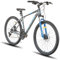 Hiland 27,5 Zoll Aluminium Mountainbike, 21 Gänge MTB mit hydraulische Scheibenbremsen, Lock-Out Federgabel, Fahrrad für Männer Herren Mountainbike Erwachsene Damen Fahrrad, Grau und Blau