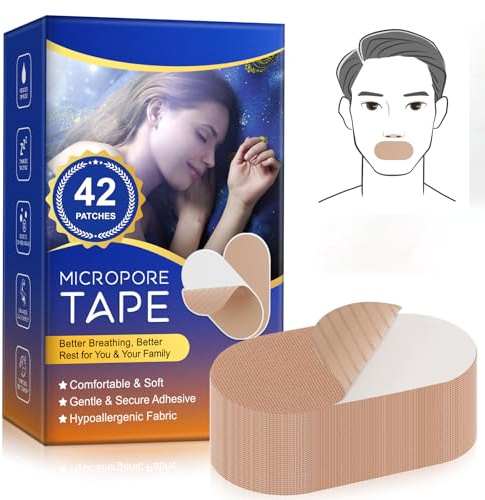 Mundpflaster Schlafen, 42 Stück Premium Mouth Tape for Sleeping, Anti Schnarch, Mundtapes zum Schlafen, Hilft Gegen Schnarchen und Developing the Habit of bessere Nasenatmung (Beige)