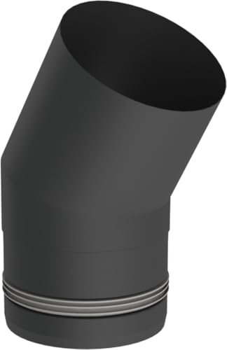 Pelletofen Winkelrohr/Winkel/Bogen 30 Grad aus Edelstahl mit innenliegender Dichtung, Durchmesser 80 mm schwarz