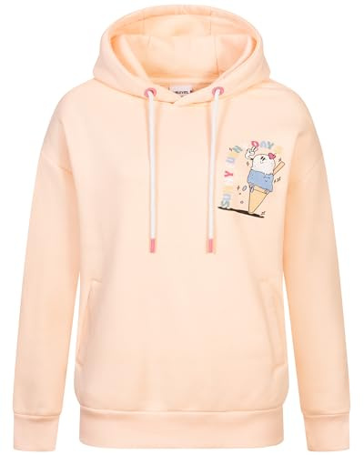 Sublevel Hoodie Sweater Kapuzenpullover Übergangs Kapuzen Sweatshirt Backprint mit Motive, Farbe:20N-Pastel ORANGE, Größe:S (36)