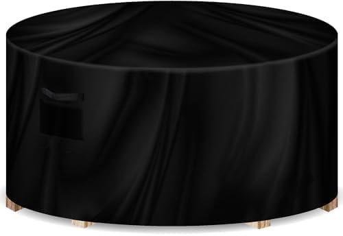 Futura Premium Round Garden Furniture Covers Waterproof 128x71cm, Heavy Duty 600D Oxford Fabric Round Garden Table Cover, PVC Lined Round Patio Table Cover with Air Vents and UV Safe