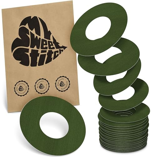 MySweetStitch 25 Ringpatches für FreeStyle Libre 2/Select rund Olive | Stabilisiert ablösende Ränder, Mitte bleibt frei, wasserfest und flexibel, bis zu 15 Tage Halt