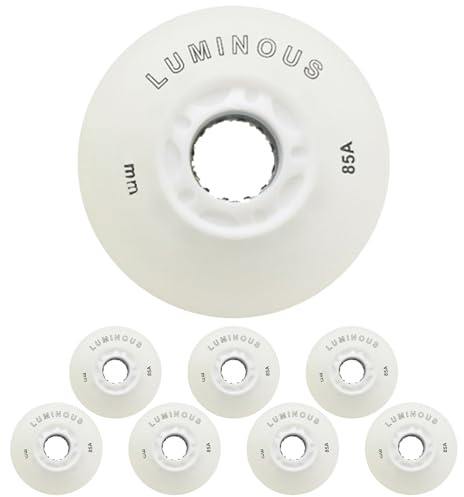 JCCHT 8er-Pack 85A LED-Leuchträder, im Dunkeln leuchten, für Inline-Skates, für drinnen und draußen, leuchtende Räder, 72 mm, 76 mm, 80 mm,Weiß,72mm