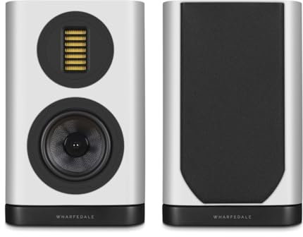 Wharfedale EVO 5.1 Bookshelf Speakers (Pair) – 5″ Woven Kevlar Woofer, 35 × 70 mm AMT Tweeter, Bass‑Reflex, Walnut (White)