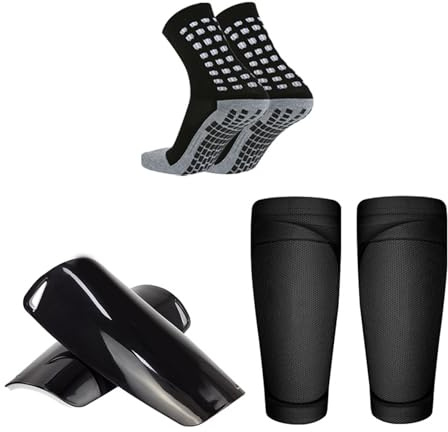 Calze lunghe tubolari protezioni per le gambe manica per polpaccio Kit sportivo da calcio per giovani Set di parastinchi da calcio lungo Protezioni per gambe manica per polpaccio