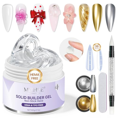 MIZHSE 3D Sculpting Nail Gel Hema-Free TPO-Free Builder Gels Clear 60g | Non-Stick Hand, Sculpting Nail Gels for 3D Nails Art Carving & Shaping & Extension