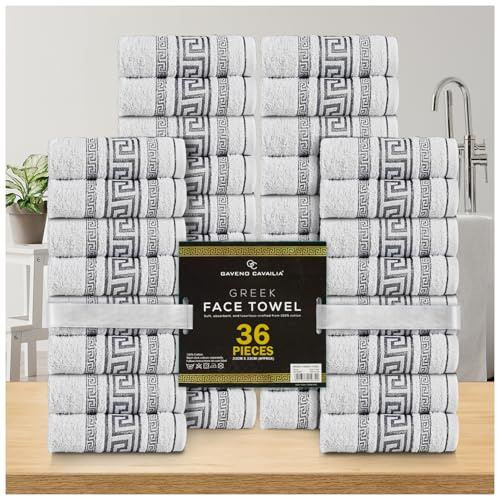 GC GAVENO CAVAILIA 100% Cotton Face Cloths Towels | Ultra-Soft 36 Pack Flannel Face Cloth for Makeup Removal & Skincare | Reusable Wash Cloths |Durable Face Towels for Hotel, Spa, Gym 33x33cm, White