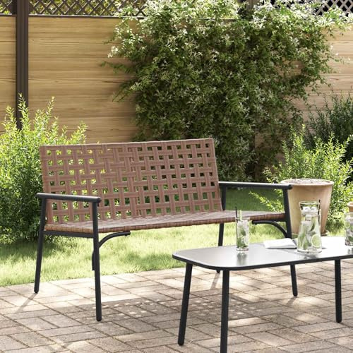 RCODSSK Gartenstuhl 2 Stück Braun Poly-Rattan mit Maßen 110,5 x 79 x 75,5 cm für Terrasse und Garten