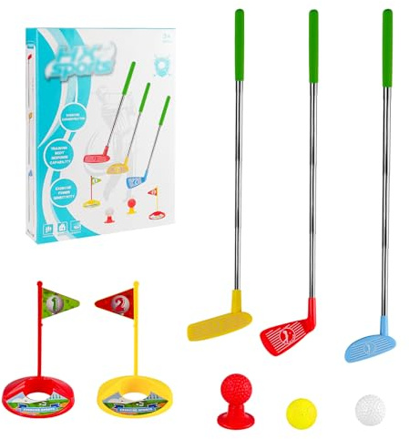 Kids Golf Clubs Toy Set - Stainless Steel Golf Toddler Games Set, Golf Set Gifts Toy Indoor Outdoor for Toddlers Boys Girls Age 3 4 5 6