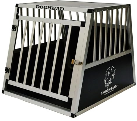 DOGHEAD Hundetransportbox Ecoline, Single 65x80x63 cm, Schwarz, Aluminium, Beidseitig Abgeschrägt 75°
