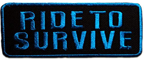 Catch the Patch Ride To Survive Aufnäher zum Aufbügeln 9,5 x 3,8 cm Bügelbild für Erwachsene mit Biker Kutte Heavy Metal Rocker, Bügelpatch Patches Bügelflicken Geschenk