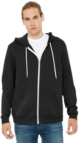 Bella Canvas Unisex Poly-Cotton Fleece Full-Zip Hoodie - Black - L (US)