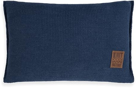 KNIT FACTORY - Uni Zierkissen - Rechteckige Sofa Kissen - Jeans - Gestrickter Dekokissen - Couchkissen - 60x40 cm - Kissenbezug mit Füllung und Bezug