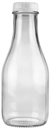1 Qt Heavy Glass Reusable Milk Bottle, 32 Oz Tall/Round Style, Includes 48 Mm Plastic Snap Cap