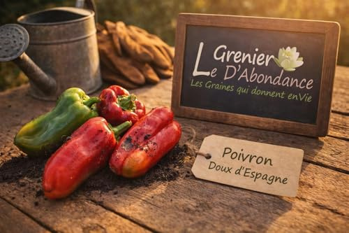 50 graines à semer - Le Grenier d'Abondance - POIVRON Doux d'Espagne - Capsicum annuum