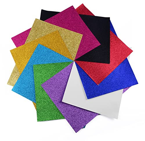 ewtshop® 10 Blatt Glitzer Papier glänzend, 10, Glitter Tonpapier Glitzer Papier Glitterkarton Patchwork für Scrapbooking und mehr