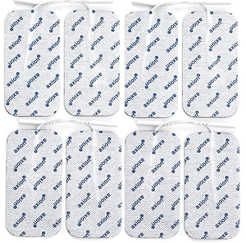 8 Elektroden-Pads 10x5cm | wiederverwendbare Klebe-Elektroden für TENS Geräte & EMS Geräte 2mm Stecker | Sehr gute Haft - & Leitfähigkeit | zertifiziertes Medizinprodukt - axion