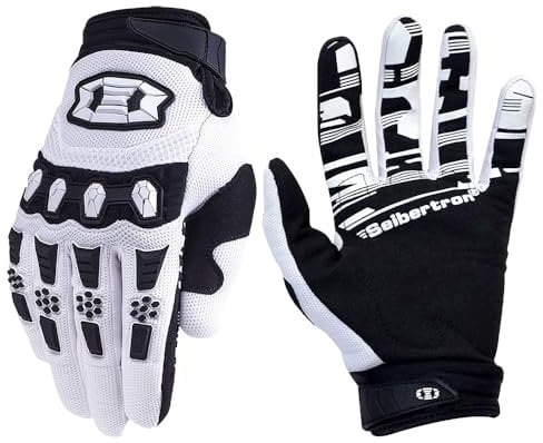 Seibertron Jugend/Kinder rutschfeste Fahrrad Bicycle Cycling/Radsport Racing Mountainbike RadsportHandschuhe für BMX MX ATV MTB Motorrad Motocross Motorbike Touch Screen Gloves Weiß XS