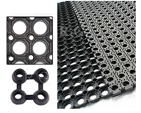 Unbekannte Gummimatte Schmutzfangmatte Ringgummimatte Ringmatte Verbinder 5 Größen (80x120) Schwarz Entwässerungslöcher