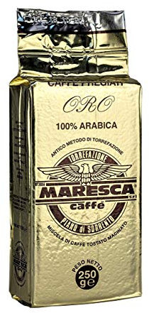 Caffè Maresca: il gusto della differenza. Miscela oro 100% arabica, macinato per la moka. 4 confezioni da 250 gr sottovuoto