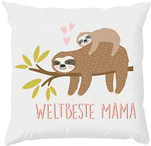 EZYshirt® Weltbeste Mama | Beste Mama der Welt | niedliche Tierbabys Kissen