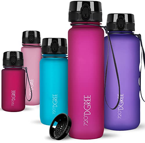 720°DGREE Trinkflasche ”uberBottle” – BPA-Frei, 6 Größen, über 40 Farben | Leichte Premium Tritan Sportflasche mit Sieb - Wasserflasche für Sport, Kinder, Schule, Fahrrad, Büro, Uni, Outdoor, Alltag