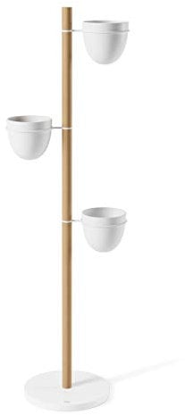 Umbra Floristand Blumenständer, Freistehender Blumentopfhalter für Sukkulenten, Luftpflanzen, Zimmerpflanzen und Mehr, Natur/Weiss, One-Size