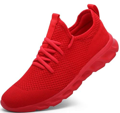Damyuan Herren Laufschuhe Turnschuhe Sportschuhe Running Sneaker Freizeit Straßenlaufschuhe Fashion Leichtgewichts Atmungsaktiv Walkingschuhe Outdoor Fitness Jogging Sportsschuhe Rot 41 EU