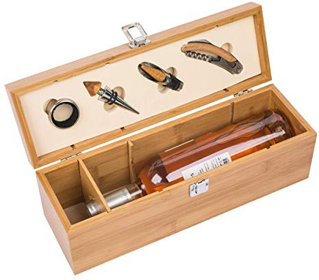 Schmalz® Profi-Weinset BATUMI mit Gravur aus Holz | Kellnermesser | Tropfring | Ausgießer | mit Namen | Bambus | nachhaltig 52148 (ohne Gravur)