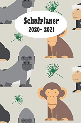 Schulplaner 2020 – 2021: Affen Afrika das hausaufgabenheft 2020 - 2021 für das neue Schuljahr | mit Kalender Stundenplan für jedes Semester ... |meine Ziele | Merkheft | Geschenkidee
