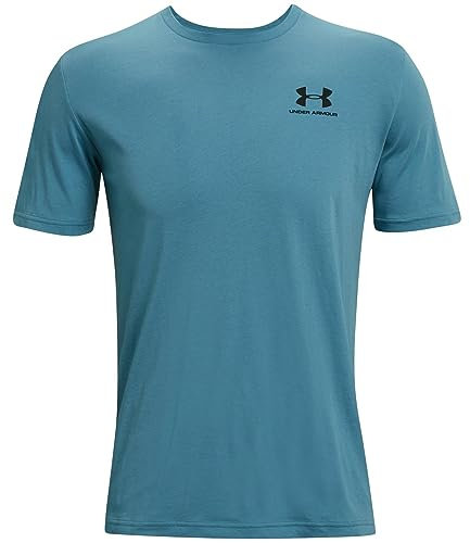Under Armour Men's Sportstyle Left Chest Short Sleeve Shirt, Blue Flannel (597)/Black, M