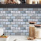 Yoillione 10 Sheets Self Adhesive Wall Tiles for Kitchen Backsplash, Vinyl 3D Stick on Blue Brick Stickers for Bathroom, Waterproof Subway Tile Transfers