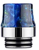Drip Tip Mundstück für Verdampfer mit 810 Anschluss aus Delrin (Blau) und Edelstahl mit Spritzschutz