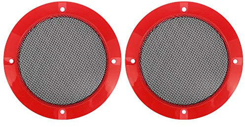 X AUTOHAUX 2pcs 4 Red Car Audio Speaker Cover Grill Glossy Guard Protector