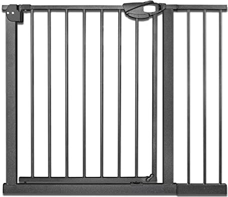 Froadp Cancelletto di Sicurezza per Bambini e Animali, Barriera di Protezione della Porta per Cani, Cancello per Scale Senza Trapano, Porta Grata per Bambino, Cancelletti Interni(Nero, 95-105cm)
