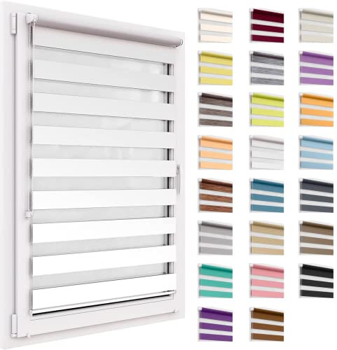 Tenda a rullo per interni, tende oscuranti per interni senza forare, doppio strato Giorno e Notte, per Finestra o Porta, facile Fissaggio a Clip Senza Viti, veneziane da interno 62x150cm