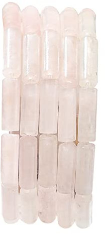 BEADIA Natural Rose Quartz Crystal Tube Beads 13x4mm 30pcs Cylinder Loose Semi Gemstone Beads for Jewelry Making Design