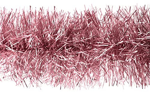 Creativery Weihnachtsgirlande Lametta 15cm x 3m Lamettagirlande Baumgirlande Christbaumdeko Hellrosa