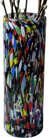 Mundgeblasene mexikanische Glasvase für Heimdekoration - Konfetti Carmen, mehrfarbige Blumenvase für Tafelaufsatz, Wohnzimmer, Küche, Büro, Hochzeit
